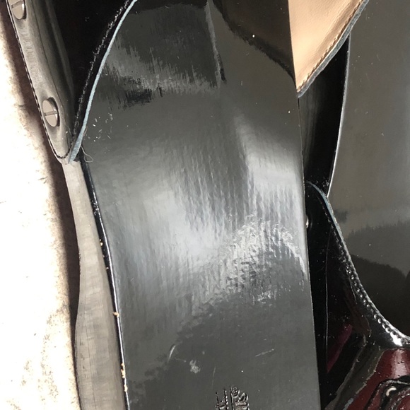 COPY - NWOB DR SCHOLL’S WOODEN SLIDES/SIZE9US/BLACK PATENT - Picture 8 of 12